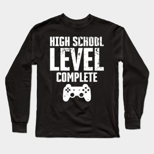 High School Level Complete Graduation Tshirt Gamer Graduate Long Sleeve T-Shirt